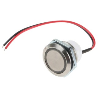 ITW Switches 48M Series Illuminated Push Button Switch Panel Mount, 19 mm Cutout, Silver, SPST, IP67 48M-112R