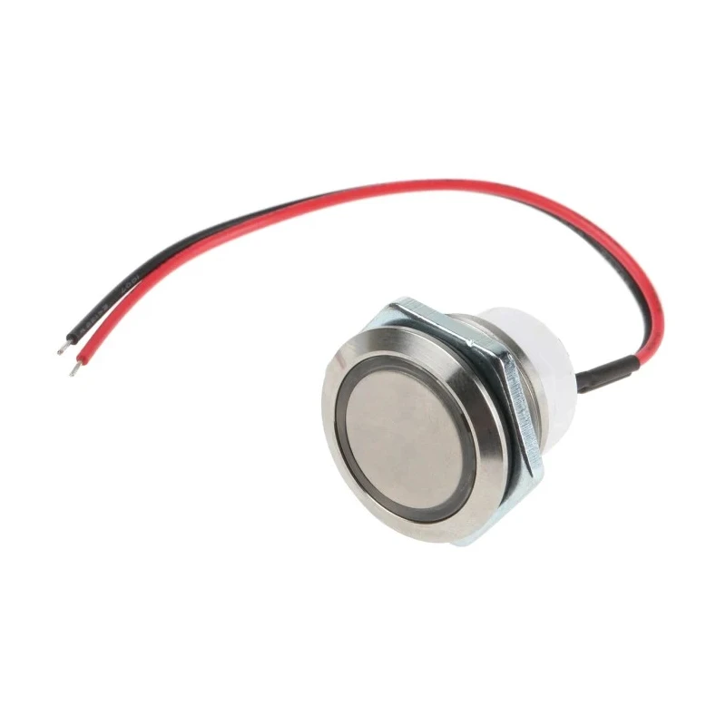 ITW Switches 48M Series Illuminated Push Button Switch Panel Mount, 19 mm Cutout, Silver, SPST, IP67 48M-112R