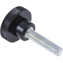 RS PRO Black Zwitterionic Polysaccharides Polyamide 66 Knurled Clamping Knob Threaded Stud 702-7538