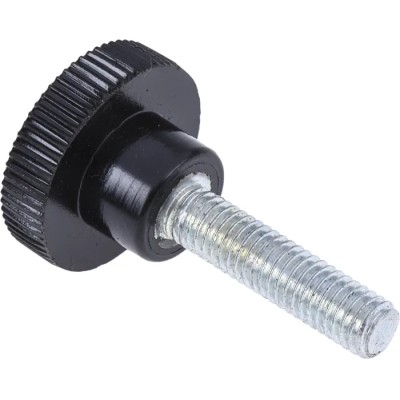 RS PRO Black Zwitterionic Polysaccharides Polyamide 66 Knurled Clamping Knob Threaded Stud 702-7538