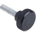 RS PRO Black Zwitterionic Polysaccharides Polyamide 66 Knurled Clamping Knob Threaded Stud 702-7538