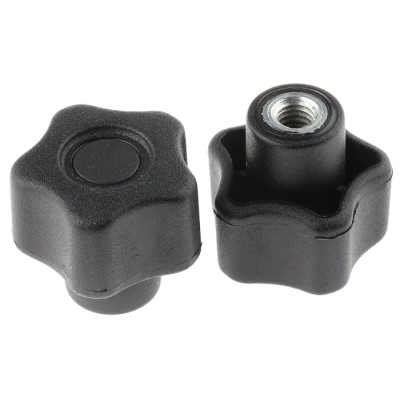 RS PRO Black Polypropylene Multiple Lobes Clamping Knob M6 Threaded Hole 28 mm Diameter 9 mm Thread Length 702-7594