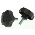RS PRO Black Polypropylene Multiple Lobes Clamping Knob M10 Threaded Stud 60 mm Diameter 25mm Thread Length 702-7582