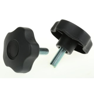 RS PRO Black Polypropylene Multiple Lobes Clamping Knob M10 Threaded Stud 60 mm Diameter 25mm Thread Length 702-7582