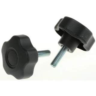 RS PRO Black Polypropylene Multiple Lobes Clamping Knob M8 Threaded Stud 50 mm 25mm Thread Length 702-7588