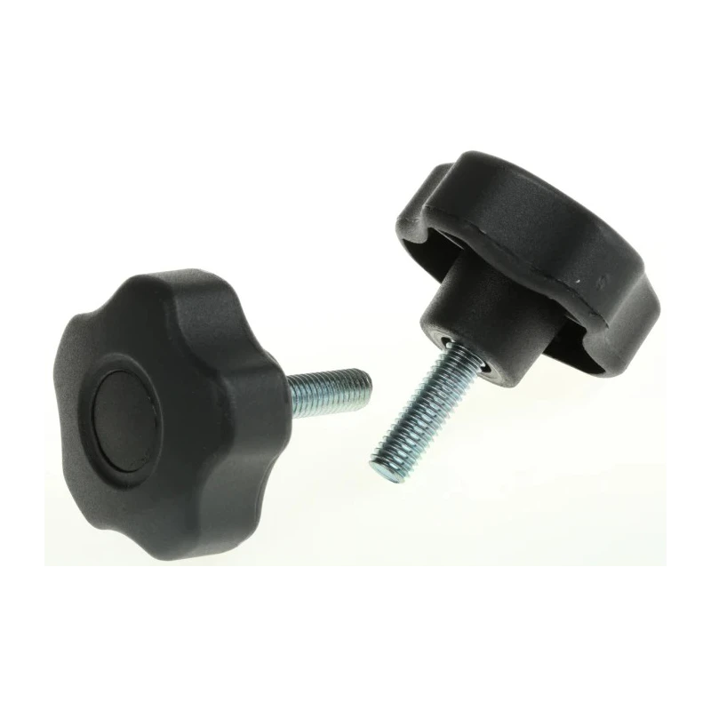 RS PRO Black Polypropylene Multiple Lobes Clamping Knob M8 Threaded Stud 50 mm 25mm Thread Length 702-7588