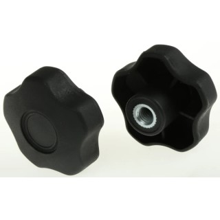 RS PRO Black Polypropylene Multiple Lobes Clamping Knob M10 Threaded Hole 60 mm Diameter 15mm Thread Length 702-7605