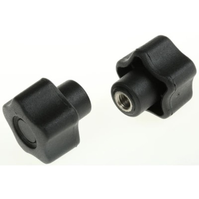 RS PRO Black Polypropylene Multiple Lobes Clamping Knob, M6 Thread Size, Stainless Steel Insert, 28 mm Diameter 702-7651