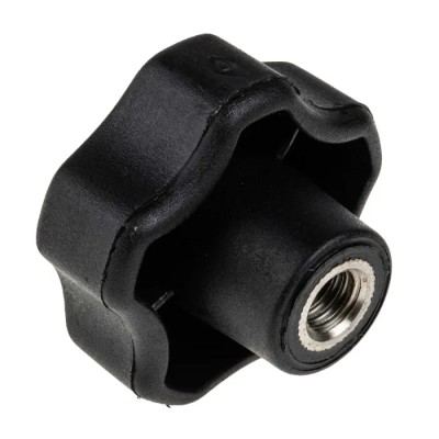 RS PRO Black Polypropylene Multiple Lobes Clamping Knob M8 Threaded Hole 40 mm Diameter 12 mm Thread Length 702-7655