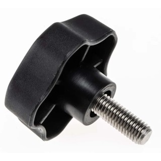 RS PRO Black Thermoplastic Multiple Lobes Clamping Knob, M10 Threaded Stud, 25mm Thread Length, 60 mm Diameter 702-7649
