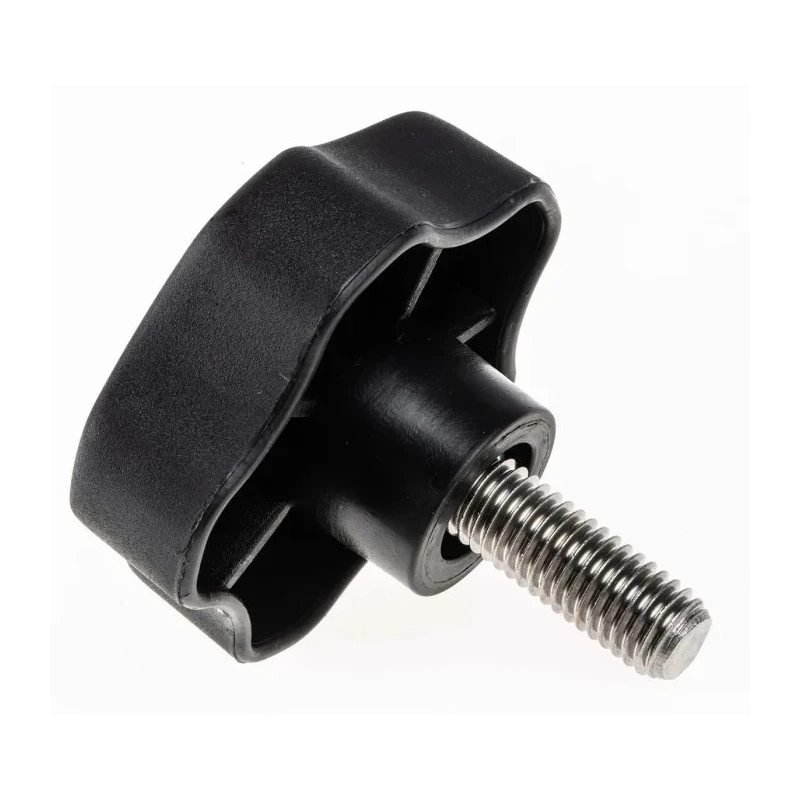 RS PRO Black Thermoplastic Multiple Lobes Clamping Knob, M10 Threaded Stud, 25mm Thread Length, 60 mm Diameter 702-7649