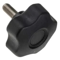 RS PRO Black Thermoplastic Multiple Lobes Clamping Knob, M10 Threaded Stud, 25mm Thread Length, 60 mm Diameter 702-7649