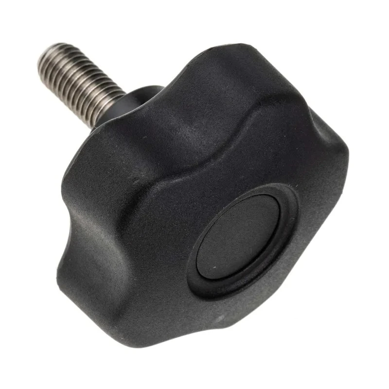 RS PRO Black Thermoplastic Multiple Lobes Clamping Knob, M10 Threaded Stud, 25mm Thread Length, 60 mm Diameter 702-7649