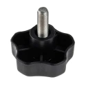 RS PRO Black Thermoplastic Multiple Lobes Clamping Knob, M10 Threaded Stud, 25mm Thread Length, 60 mm Diameter 702-7649