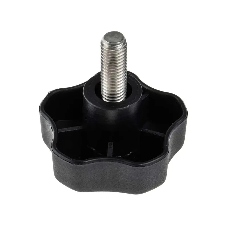 RS PRO Black Thermoplastic Multiple Lobes Clamping Knob, M10 Threaded Stud, 25mm Thread Length, 60 mm Diameter 702-7649