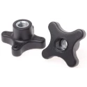 RS PRO Black Polypropylene 4-Arm Clamping Knob M10 Threaded Through Hole 702-7728
