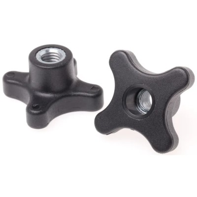 RS PRO Black Polypropylene 4-Arm Clamping Knob M10 Threaded Through Hole 702-7728