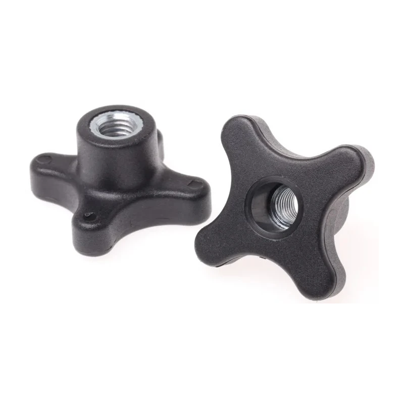 RS PRO Black Polypropylene 4-Arm Clamping Knob M10 Threaded Through Hole 702-7728