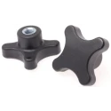 RS PRO Black Thermoplastic 4-Arm Clamping Knob M10 Threaded Hole 60 mm Diameter 702-7712