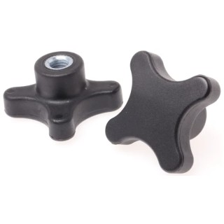 RS PRO Black Thermoplastic 4-Arm Clamping Knob M10 Threaded Hole 60 mm Diameter 702-7712