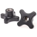 RS PRO Black Polypropylene 4-Arm Clamping Knob M10 Threaded Through Hole 15mm Thread Length 50 mm Diameter 29mm 702-7765