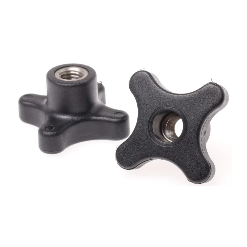 RS PRO Black Polypropylene 4-Arm Clamping Knob M10 Threaded Through Hole 15mm Thread Length 50 mm Diameter 29mm 702-7765