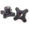 RS PRO Black Polypropylene 4-Arm Clamping Knob M10 Threaded Through Hole 15mm Thread Length 50 mm Diameter 29mm 702-7765