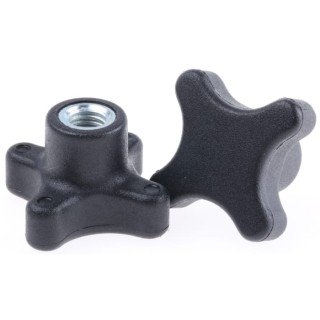 RS PRO Black Thermoplastic 4-Arm Clamping Knob, M8 Threaded Hole, 12mm Thread Length 702-7715