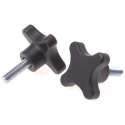 RS PRO Black Polypropylene 4-Arm Clamping Knob Threaded Stud 50 mm Knob Diameter 25 mm Thread Length 702-7709