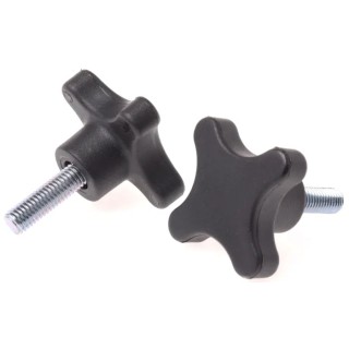 RS PRO Black Polypropylene 4-Arm Clamping Knob Threaded Stud 50 mm Knob Diameter 25 mm Thread Length 702-7709