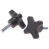 RS PRO Black Polypropylene 4-Arm Clamping Knob Threaded Stud 50 mm Knob Diameter 25 mm Thread Length 702-7709
