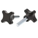 RS PRO Black Polypropylene 4-Arm Clamping Knob Thread Length 30mm Knob Diameter 40 mm Steel Insert 702-7699