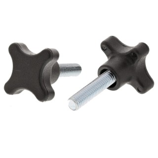 RS PRO Black Polypropylene 4-Arm Clamping Knob Thread Length 30mm Knob Diameter 40 mm Steel Insert 702-7699