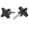 RS PRO Black Polypropylene 4-Arm Clamping Knob Thread Length 30mm Knob Diameter 40 mm Steel Insert 702-7699