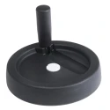 RS PRO Black Nylon Hand Wheel Fold Away Revolving Handle 125 mm Diameter 702-7847