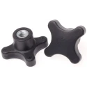 RS PRO Black Thermoplastic 4-Arm Clamping Knob M8 Threaded Hole 50 mm Diameter 15mm Thread Length 702-7718