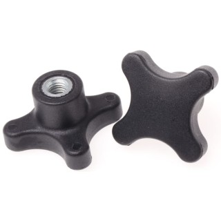 RS PRO Black Thermoplastic 4-Arm Clamping Knob M8 Threaded Hole 50 mm Diameter 15mm Thread Length 702-7718