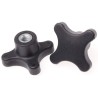 RS PRO Black Thermoplastic 4-Arm Clamping Knob M8 Threaded Hole 50 mm Diameter 15mm Thread Length 702-7718