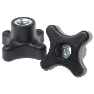 RS PRO Black Polypropylene 4-Arm Clamping Knob M8 Threaded Through Hole 702-7724