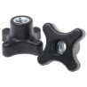 RS PRO Black Polypropylene 4-Arm Clamping Knob M8 Threaded Through Hole 702-7724
