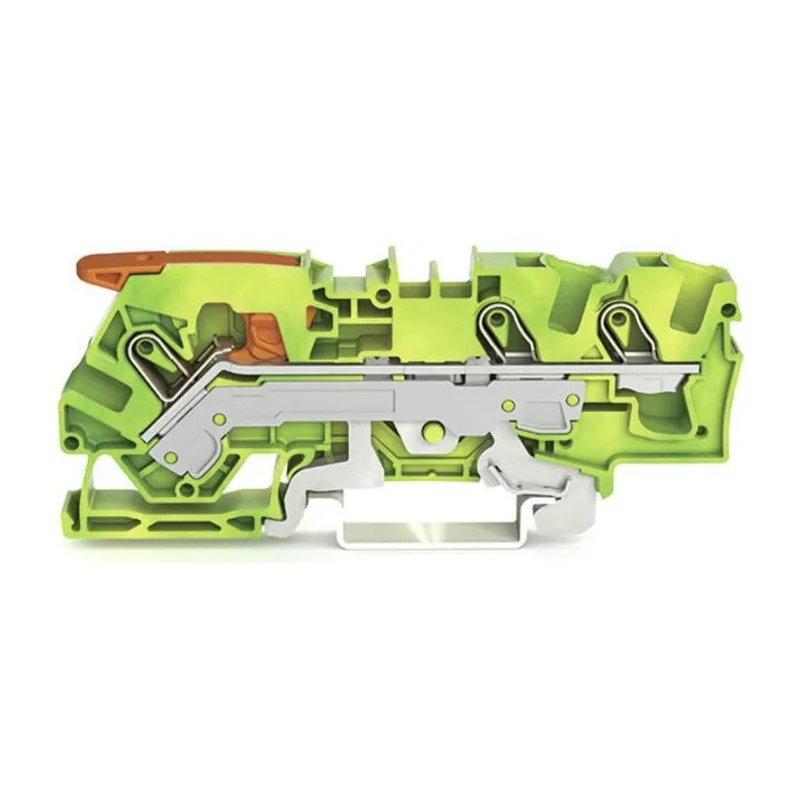 WAGO Earth Terminal Block Yellow Green 6mm² 1-Level Cage Clamp IECEx/ATEX 2106-1307