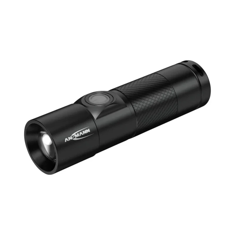 Ansmann Black Aluminium LED Torch Rechargeable 300 lm, USB Charging, IP54, 98.5 mm 1600-0247