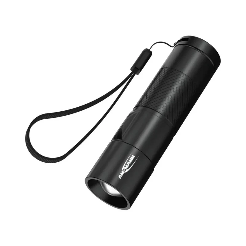 Ansmann Black Aluminium LED Torch Rechargeable 300 lm, USB Charging, IP54, 98.5 mm 1600-0247