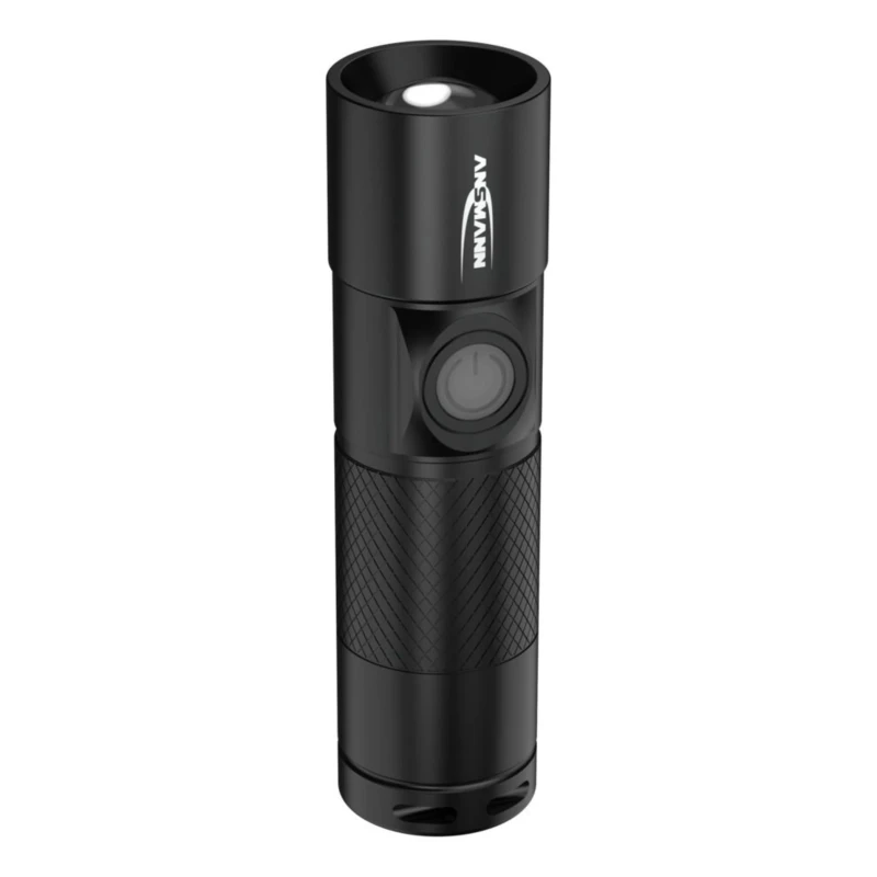 Ansmann Black Aluminium LED Torch Rechargeable 300 lm, USB Charging, IP54, 98.5 mm 1600-0247
