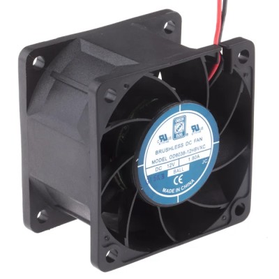 RS PRO Axial Fan 12V DC 17W 1.42A 103.6 m³/h 60mm Square Frame Ball Bearing 703-3436