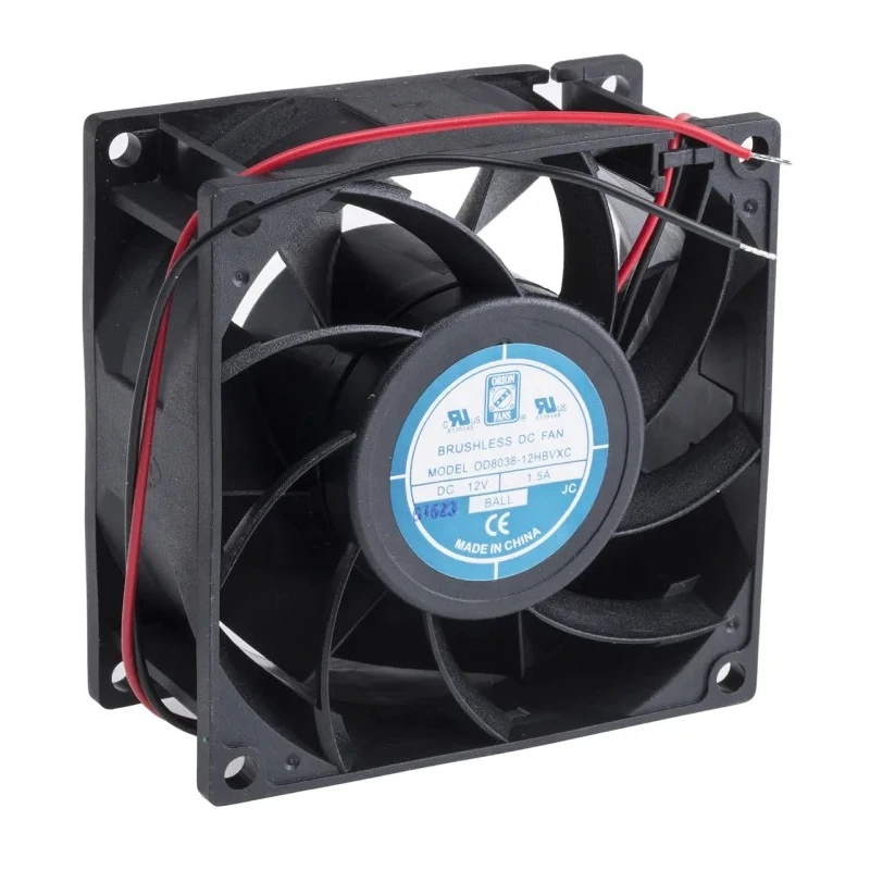 RS PRO Axial Fan, 12V DC, 168.2 m³/h Air Flow, 14 W Power, 1.2 A Current, 80 mm Square Frame, Ball Bearing 703-3445