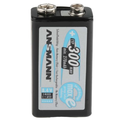 Ansmann 9V Rechargeable Nickel Metal Hydride Battery 300mAh Capacity 5035453