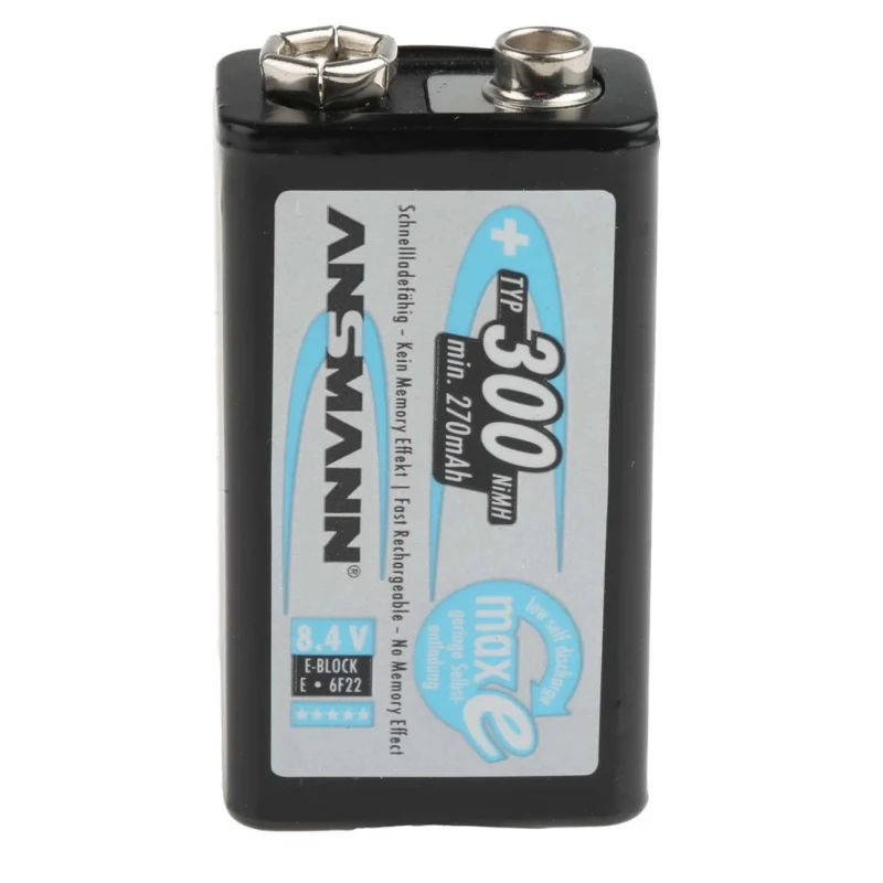 Ansmann 9V Rechargeable Nickel Metal Hydride Battery 300mAh Capacity 5035453