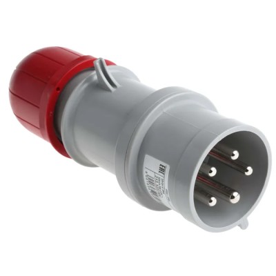 Scame IP44 Red Cable Mount 3P+N+PE Straight Industrial Power Connector Adapter, 32A, 415V Phase Inverter 
