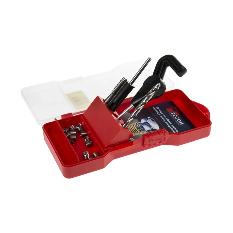 Recoil 18 Piece Thread Repair Kit with 1/4 In UNC Inserts, Drill, Magnetic Tang Break Tool, Combo Tap and Installation 33048